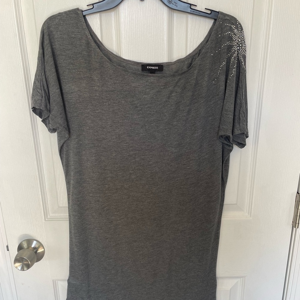 Express grey tunic with shoulder stones